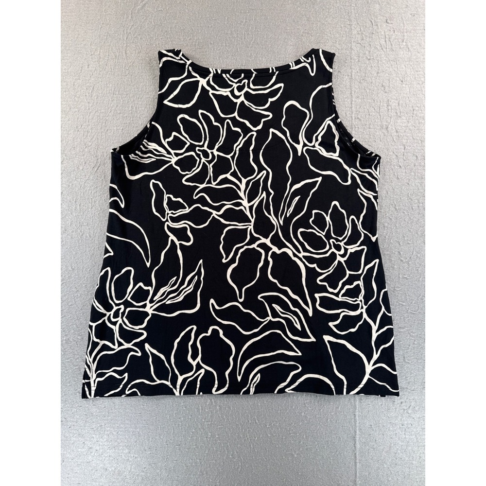 NWT Chicos Modern Flora Polished Tank Black White Floral Top Size 1 M - Picture 2 of 8
